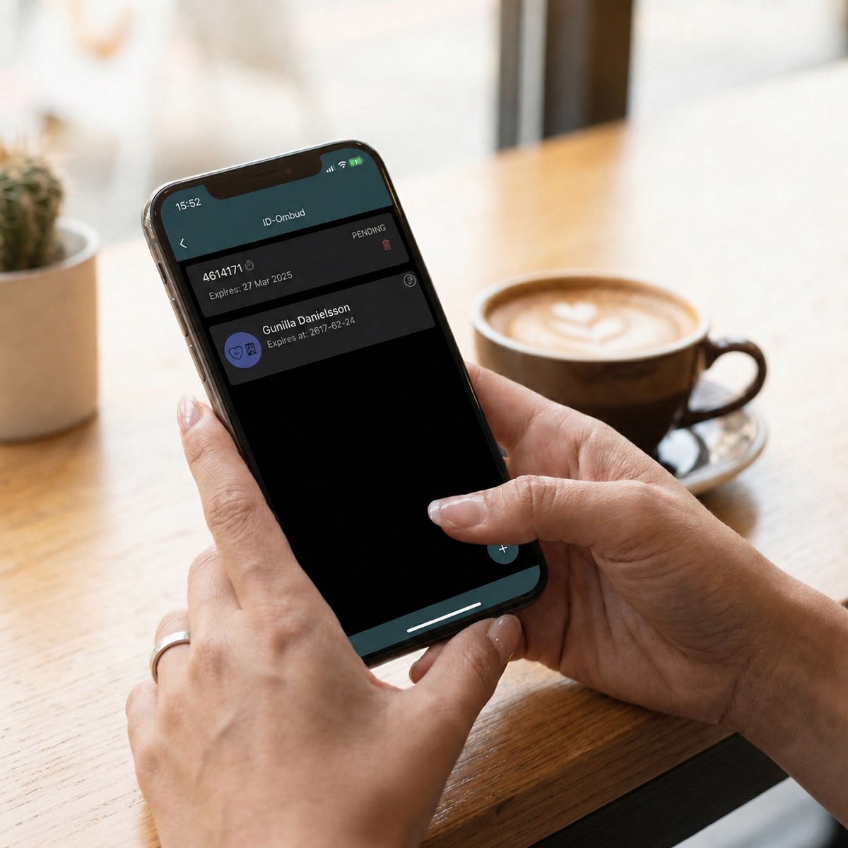 IDombud i en mobiltelefon, redo för ett identitetsflöde.